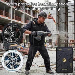 Outdoor Work Air Conditioned Vest with 2 Fans Japanese Popular Brushless NIDEC Motor Waterproof UV Protection with Safety Hook