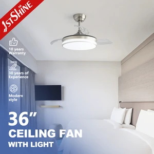 1stshine LED Ceiling Fan 36 Inches Fancy 3 Color LED Lighting Dimmable Retractable Ceiling Fan with Smart Control