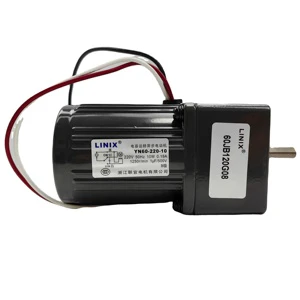 LINIX Single-Phase 110V/220V 10W YN60-10Z 1250RPM with 60JB /G0832 Reduction Gearbox AC Motor with Damping