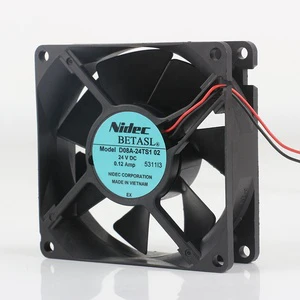 Nidec 5V 12V 48V DC 24V 0.12A AC EC 8025 80X80X25MM 8CM Industrial Control Computer Inverter Two-wire D08A-24TS1 02 Cooling Fan
