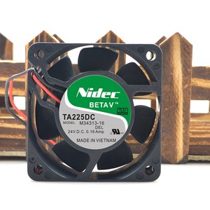 For Nidec TA225DC M34313-16 Original Cooling Fan DC24V 0.16A 60*60*25MM Ball Bearing 6025 6CM Electric Power Source Plastic