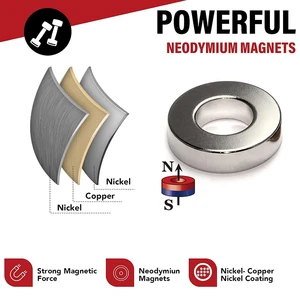 Wholesale N35 N42 N52 Neodymium Ring Magnet NdFeB Permanent Round Hole Magnet Ni-Cu-Ni Coated for Speaker Sensor Motor Custom