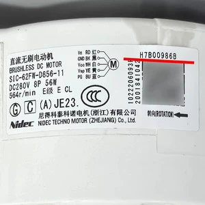 Nidec Brushless Dc Motor SIC-62FW-D856-11 280V 56W For Air Conditioner Parts