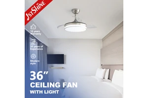 1stshine LED Ceiling Fan 36 Inches Fancy 3 Color LED Lighting Dimmable Retractable Ceiling Fan with Smart Control