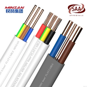 2 3 4-Core Flat Electric Cable And Wire 1.5 2.5 4 6mm Twin And Earth Flat TPS With PVC Insulation Material
