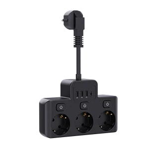 EU Plug Power Strip 3 AC Outlet Multitap Extension Cord Electrical Socket With USB Ports Fast Charge Multi Filter
