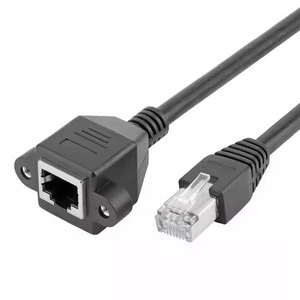 RJ45 Male to Female Screw Panel Mount Network Ethernet Cable Cat5e Extension Patch Cable RJ45 Cords Shielded