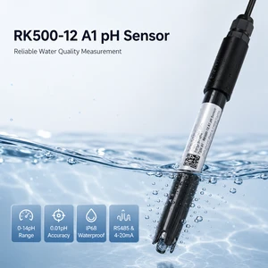 Hydroponic pH Sensor 0-14pH 0.01pH Resolution RS485 for Nutrient Solution Greenhouse Irrigation Fertigation Control