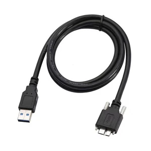 Double-shielded Braided Jacket Copper USB 3.0 Type-A Micro-B Data Cable Screw-Lock for Industrial Cameras Portable Hard Drives