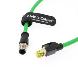 Alvin's Cables M12 4 Pin to RJ45 Industrial Ethernet Cable 4 Position D Coded CAT5 Shielded 1M for Camera Use