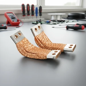 BRI OEM Copper Braided Flexible Tinned Busbar Terminal Wire-Drillable Customizable for Industrial Electric Power Transmission