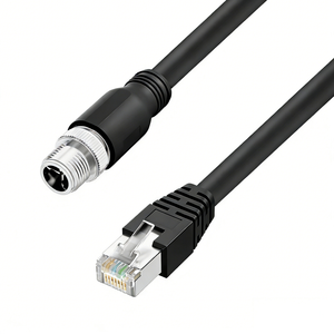 Industrial GigE Vision SSTP Shielded Copper PVC RJ45 To M12 A-Type 8P Screw-Lock Cable