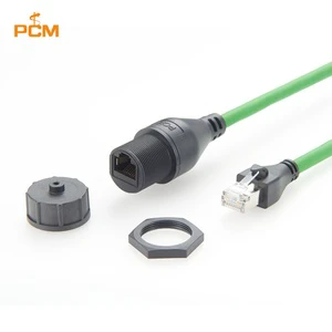 IP67 CAT6A RJ45 Male to Female Ethernet Shielded Panel Mount Extension Cable Waterproof Drag Chain SFTP Network Patch Cable