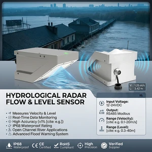 Radar Flow Velocity Liquid Level Sensor Open Channel River Monitoring RS485 Modbus Flood Warning Radar Water Level Flow Sensor