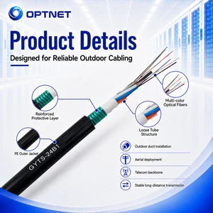 Outdoor Loose Tube Fiber Optic Cable 4-144 Cores With PE Jacket For Duct And Aerial Installation
