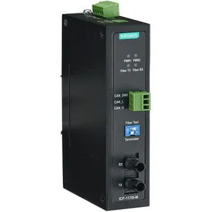 Moxa ICF-1170I-M Media Converter with CAN Bus Interface and ST Connector for Industrial Use