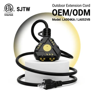 Linsheng ETL Listed 15A 12/3 25FT Heavy Duty Outdoor SJTW 6-Outlet Extension Cord With Lighted Indicator