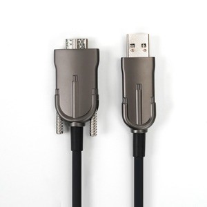 AOC Active Optical Cable for Industrial Cameras, USB 3.0 AM to Micro-B Locking Cable, High Flexibility Cable Chain Compatible