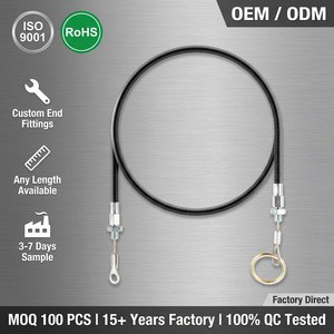 Custom Bowden Cable Assembly OEM Industrial Pull Cable Eye Ring End For Equipment ISO9001 RoHS Custom Length 3-7 Days Sample