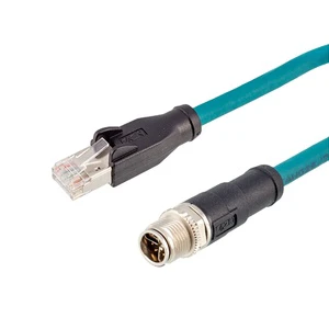 Industrial Ethernet M12 Waterproof Connector Cat5e/Cat6a Gigabit 10Gbps Network Cable M12 8pin X Code to RJ45 Profinet Cable