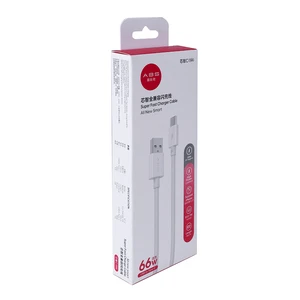 Wholesale Custom Offset Printing Mobile Fast Charging Data Usb Cable Box with Hanger White Color Cable Electronic Packaging Box