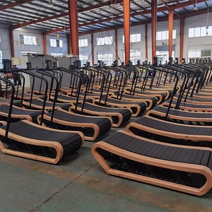 WENDY Wooden Curved Treadmill LED Screen Manual Mechanical Cardio Exercise Machine for Home Gym Running Bodybuilding Calories