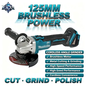 Professional Compatible DGA504 18V 125mm Brushless Cordless Angle Grinder Trigger Switch 6.0Ah Battery Stainless Steel Grinding