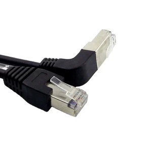 Up Down Right Angle Cat5e Cat6 RJ45 Male to Male Ethernet Extension Cable for Communication