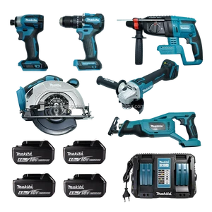 Makita 18V LXT 6-Tool Combo Kit Impact Drill Screwdriver Saw DGA404 Grinder Recip Saw DHR242 Hammer Drill Batteries Dual Charger