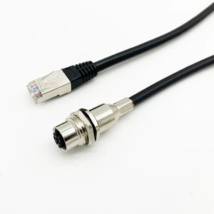M12 X Coded Female to R45 Industria Camera Ethernet Cable M12 X Code Connector Panel Mounting with Rj45