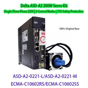 New Delta ASDA-A2 200W Servo Motor Driver Kit ASD-A2-0221-L/M ECMA-C10602RS/SS 220V Single Phase AC Servo Set for CNC Automation