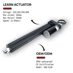 YH8-523D Linear Actuator DC12V 5000N IP65 Custom Stroke 200-500mm Self-locking for Industrial Furniture Medical