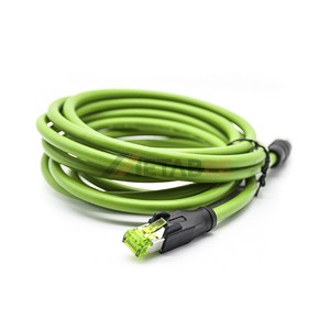 Custom M12 Rj45 Plug Cable 4p/8p 26awg Pure Copper Ip67 Pvc Jacket Industrial Profinet/ethernet Security Camera Cat6 Automobile