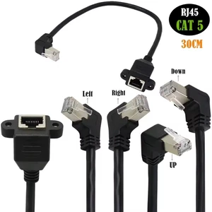 OEM 30cm 1FT RJ45 Female to Female Screw Panel Mount Ethernet LAN CAT5 Network Extension Cable