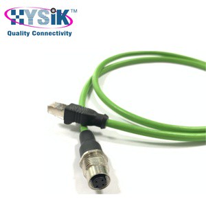 M12 4 Pin Ethernet Connector Ip67 D-Coded Camera Electrical Cable 100Mbps TPE for Industrial Sensor