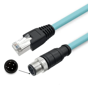 M12 Ethernet Cable Lan Network D/X Coding 4pin 8pin M12 To Rj45 Connector Industrial Camera Machine Vision Cable