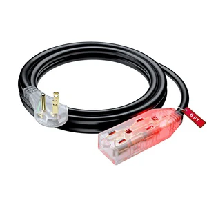 Linsheng 6 Feet 16 AWG/Wire Multi Outlet Flat Plug Extension Cord 3 Prong Angled Plug Extension Cord With Multiple Outlets