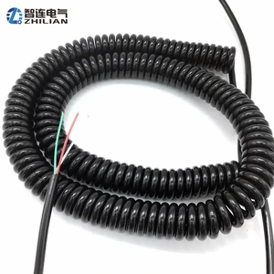 3-Core Copper Spring Spiral Power Cable 450V PE Insulated Coiled Cord Male Female Connectors ROHS for Single Wire