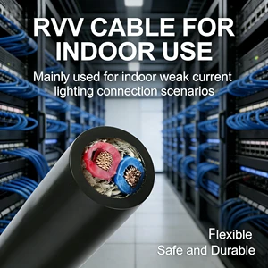 Flexible Power Cable RVV Flexible Electrical Cable Copper Conductor PVC Jacket Safe Durable for Indoor Wiring System