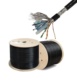 Outdoor Waterproof CAT6A CAT7 Ethernet Cable UV Resistant Direct Burial LAN Cable for Industrial Use