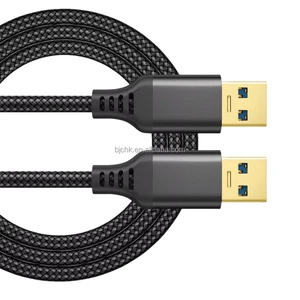 Two-head USB 3.0 Male-to-Male Braided Jacket Weaving Material Data Transfer & Fast Charging Cable for Computer Earphone & Camera
