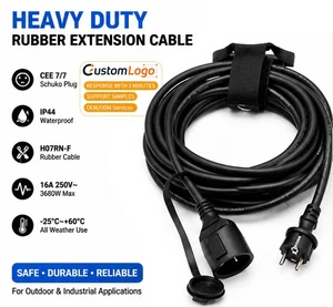 Heavy Duty Schuko Extension Cord CEE7/7 European Power Cable H07RN-F Rubber Outdoor Extension Lead 16A 250V