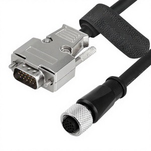 M12 A-Code 12 Pin Female DB15 Power Trigger Data Cable Cognex In-Sight Sensor Vision Systems CCB-PWRIO-MOD-05 High Flex IP67 5m