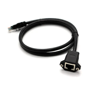 OEM/ODM UTP FTP SFTP Cat6 RJ45 Male to Female Network Extension Cable with Panel Mount LAN Ethernet Cable