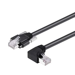 High Flexibility L Type Upward Elbow Cat6a High Speed RJ45 Connector Drag Chain Industrial Camera Network Cable