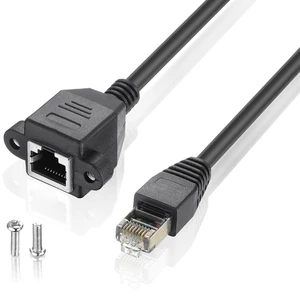 Bochara Cat 6 RJ45 Male to Female Ethernet LAN Network Extension Cable With Screws+ Panel Mount 30cm 60cm 1m 1.5m 3m 5m