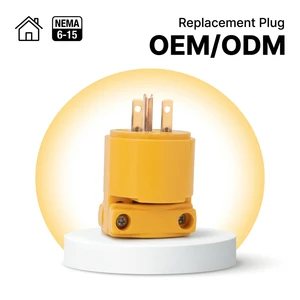 Linsheng OEM Acceptable 15 Amp 250 Volt Heavy Duty Grounding NEMA 6-15P Straight Blade Male Replacement Plug