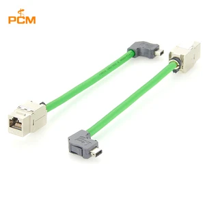 Left Angle CAT6A IX Industrial Ethernet Cable SFTP A-Key to RJ45 Keystone TPU Assembly IX40G-A-10S-CVL1(7.0) for Machine