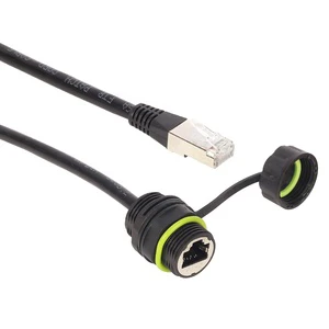 IP68 Waterproof RJ45 Panel Mount Cable Cat6 Male to Female Extension Ethernet Cable with Cover