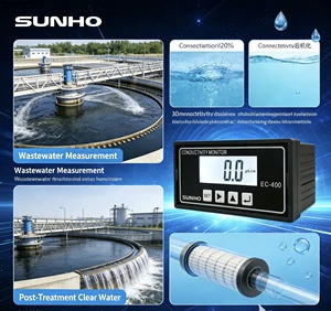 SUNHO EC400 Water Conductivity Monitor Multi Range 20/200/2000S/cm 3/4NPT Thread Electrode High Accuracy 1.5% IP55 110V/220V